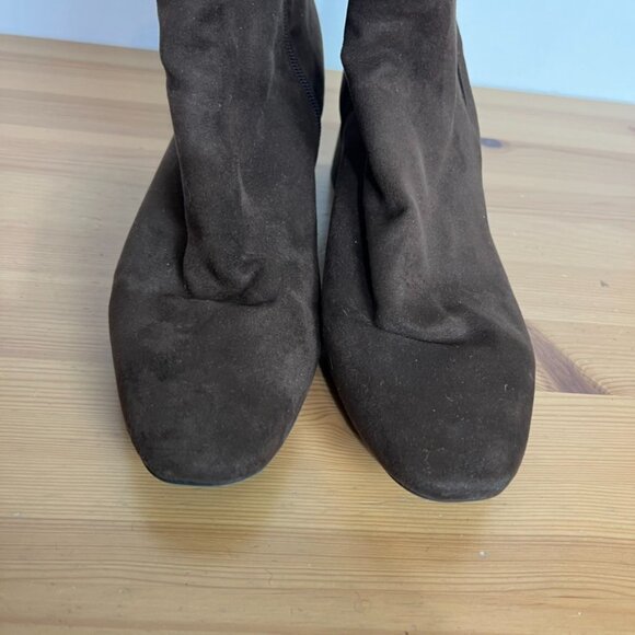 Kelly & Katie Dark Brown Heeled Booties Size 9 Faux Suede - Picture 2 of 6
